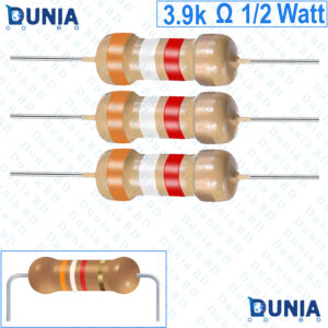 3.9K ohm 1/2 watt Half watt Resistor ±5% 3.9kΩ 3.9 Kohms 3900 ohms Carbon Film Resistance