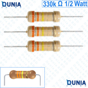 330K ohm 1/2 watt Half watt Resistor ±5% 330 kilo Ω 330000 ohms Carbon Film Resistance
