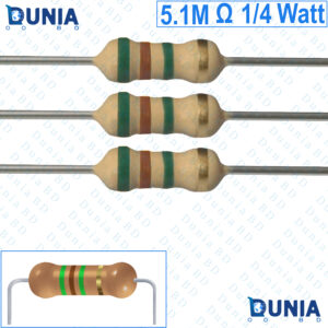 5.1M ohm 1/4 watt Quarter watt Resistor ±5% 5.1MΩ 5.1M ohms Carbon Film Resistance