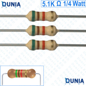 5.1K ohm 1/4 watt Quarter watt Resistor ±5% 5.1KΩ 5.1K ohms Carbon Film Resistance