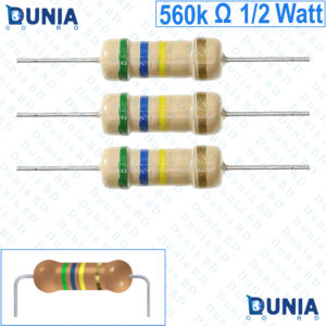 560k ohm 1/2 watt Half watt Resistor ±5% 560kΩ 560000 ohms Carbon Film Resistance