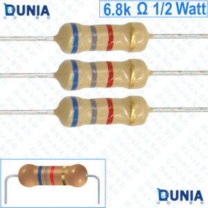 6.8K ohm 1/2 watt Half watt Resistor ±5% 6.8KΩ 6.8 Kohms Carbon Film Resistance