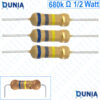 680K ohm 1/2 watt Half watt Resistor ±5% 680KΩ 680 Kohms Carbon Film Resistance