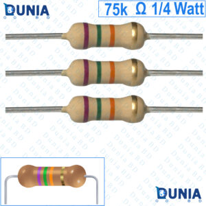 75K ohm 1/4 watt Quarter watt Resistor ±5% 75KΩ 75K ohms Carbon Film Resistance