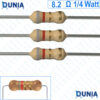 8.2 ohm 1/4 watt Quarter watt Resistor ±5% 8.2Ω 8.2 ohms Carbon Film Resistance