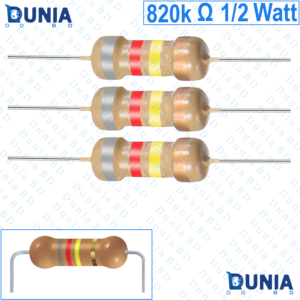 820K ohm 1/2 watt Half watt Resistor ±5% 820K Ω 820 kilo ohms 820000 ohms Carbon Film Resistance