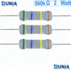 560K ohm 2 watt Two watt Resistor ±5% 560KΩ 560000 ohms Metal Oxid Film Resistance