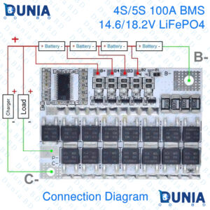 4S 5S 100A LiFePO4 BMS Protection Board 14.6V 18.2V for Lithium Iron Phosphate Battery