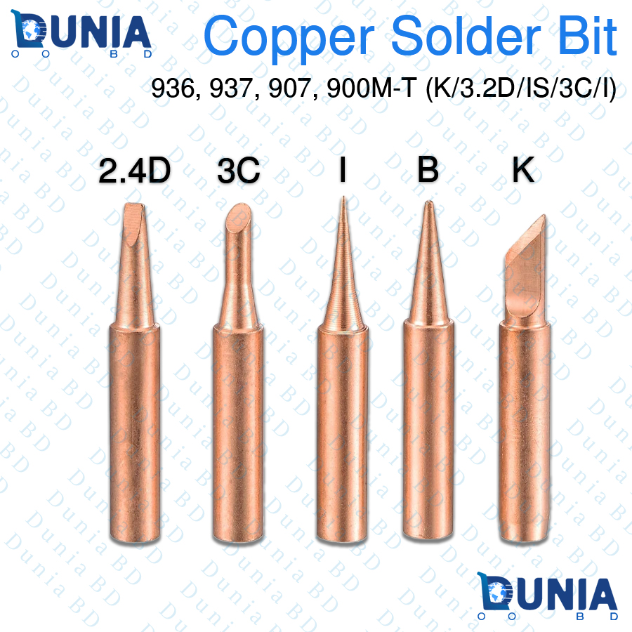 Copper Soldering Iron Tip 900M-T Series 5 Pcs Set for Electronics Rework