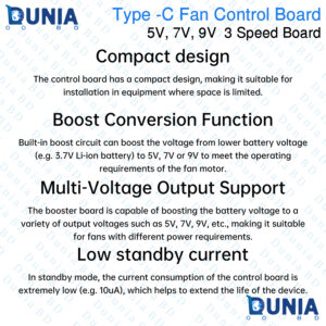 Type-C Fan Control Board 5V 7V 9V 3 Speed Boost Module with Cable