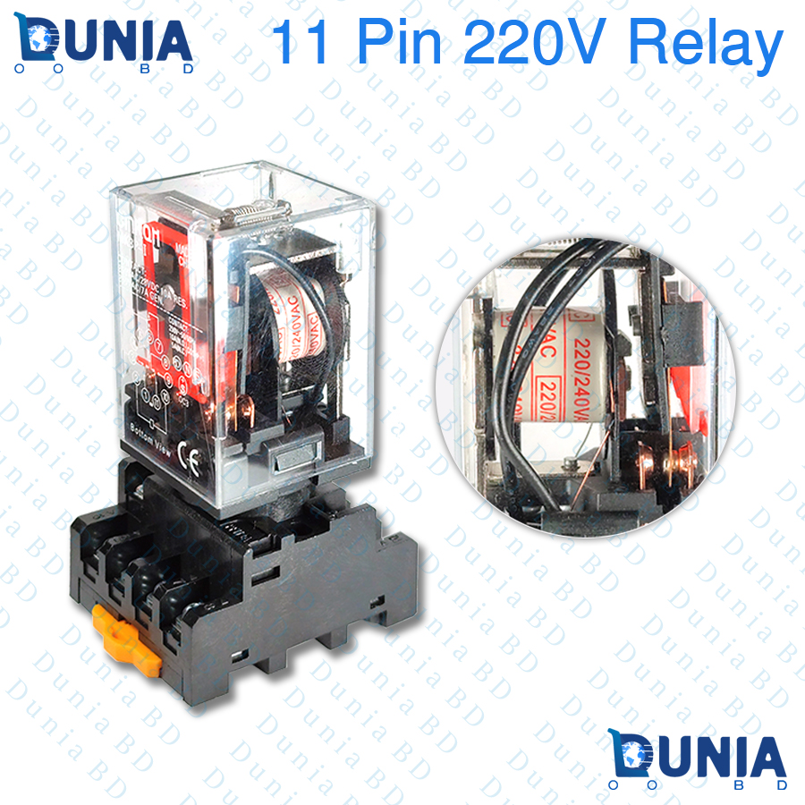 11 Pin 220V AC Relay Module with Base Socket Industrial