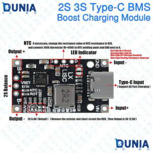 2S 3S Type-C USB BMS Battery Charging Boost Module with Fast Charge Support
