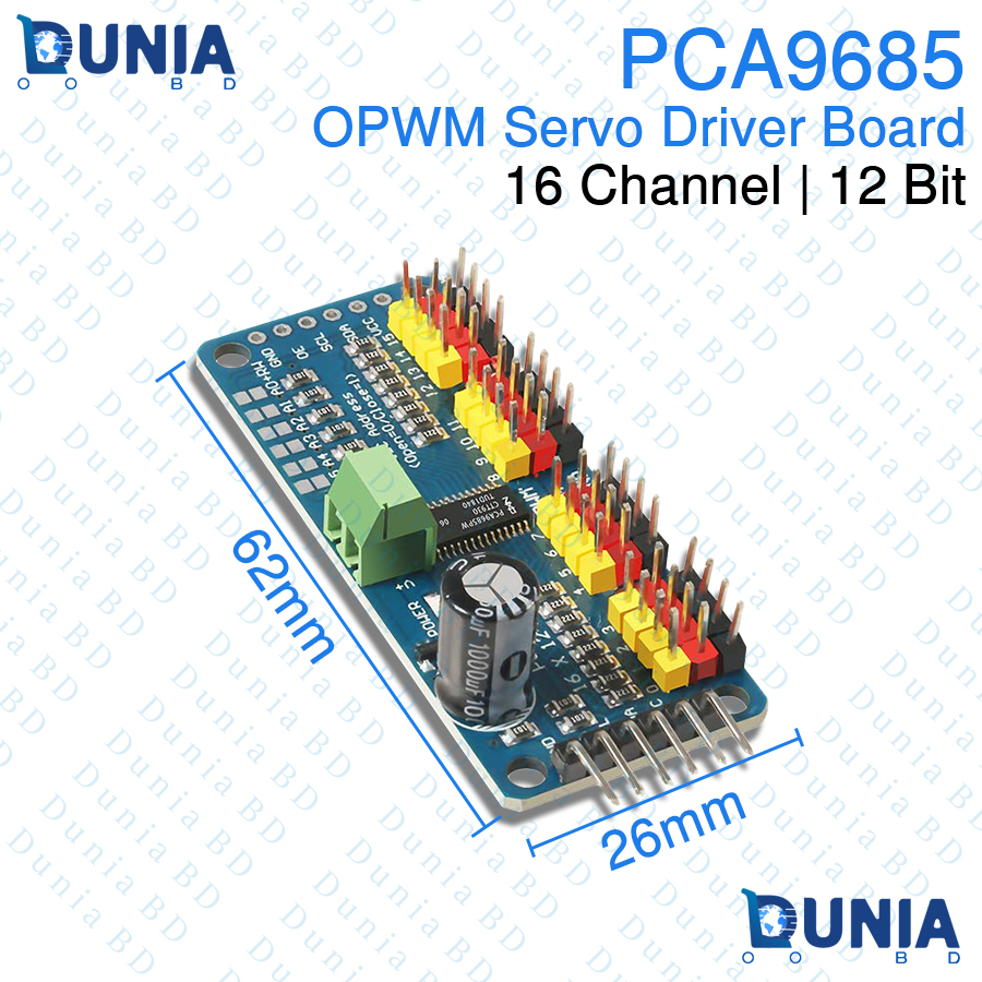PCA9685 16 Channel 12 Bit PWM Servo Driver Board I2C Interface 1Pack