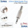 3.5mm Metal Audio Plug 4-Pole TRRS Connector Solder Repair Kit 1Pack