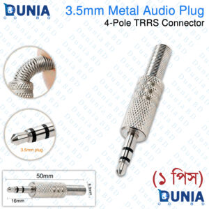3.5mm Metal Audio Plug 4-Pole TRRS Connector Solder Repair Kit 1Pack