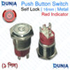 16mm Metal Self Lock Push Button Switch with LED Indicator Waterproof Power Symbol