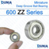 Miniature Deep Groove Ball Bearing 600 ZZ Series 608ZZ