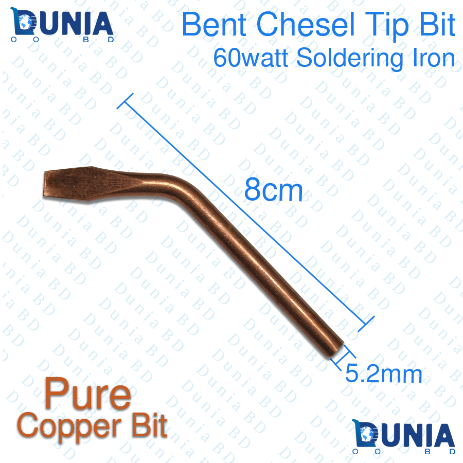 60 Watt Pure Copper Soldering Iron Chisel Bent Head Bit