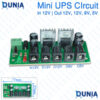 Mini UPS Circuit Board 12V Input to Dual 12V, 9V & 5V Output Power Supply Module