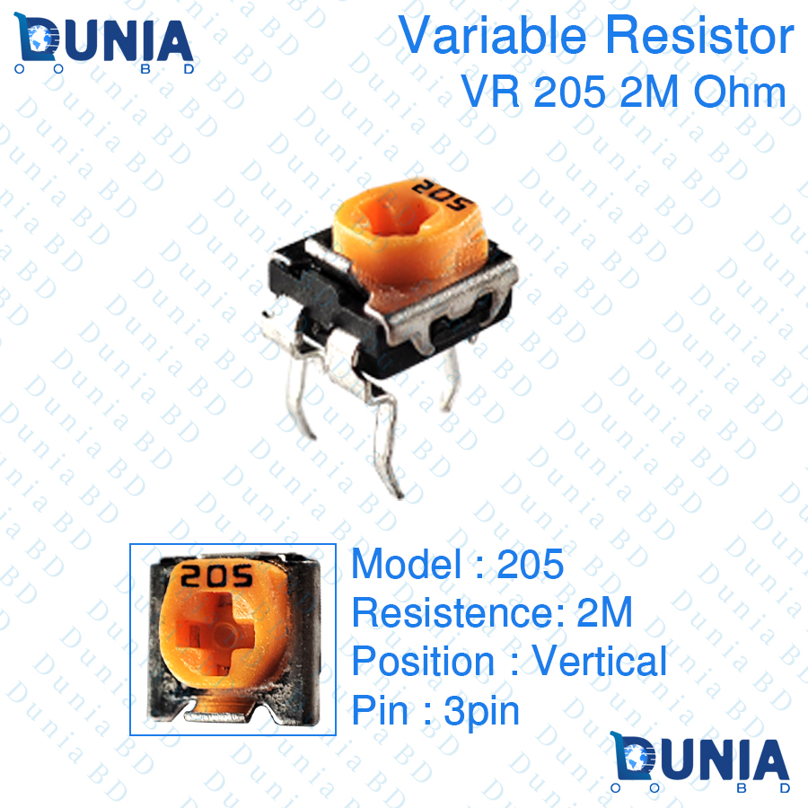 205 2M ohm Variable Resistor Trimpot Trimmer Vertical Potentiometer VR