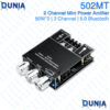 502MT Bluetooth 5.0 Amplifier Board Module 2 Channel Mini Power Amp 50W+50W