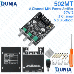 502MT Bluetooth 5.0 Amplifier Board Module 2 Channel Mini Power Amp 50W+50W