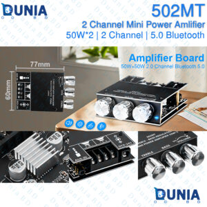 502MT Bluetooth 5.0 Amplifier Board Module 2 Channel Mini Power Amp 50W+50W