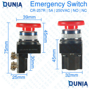 CR-257R Emergency Switch 5A 250VAC NO NC Red Button