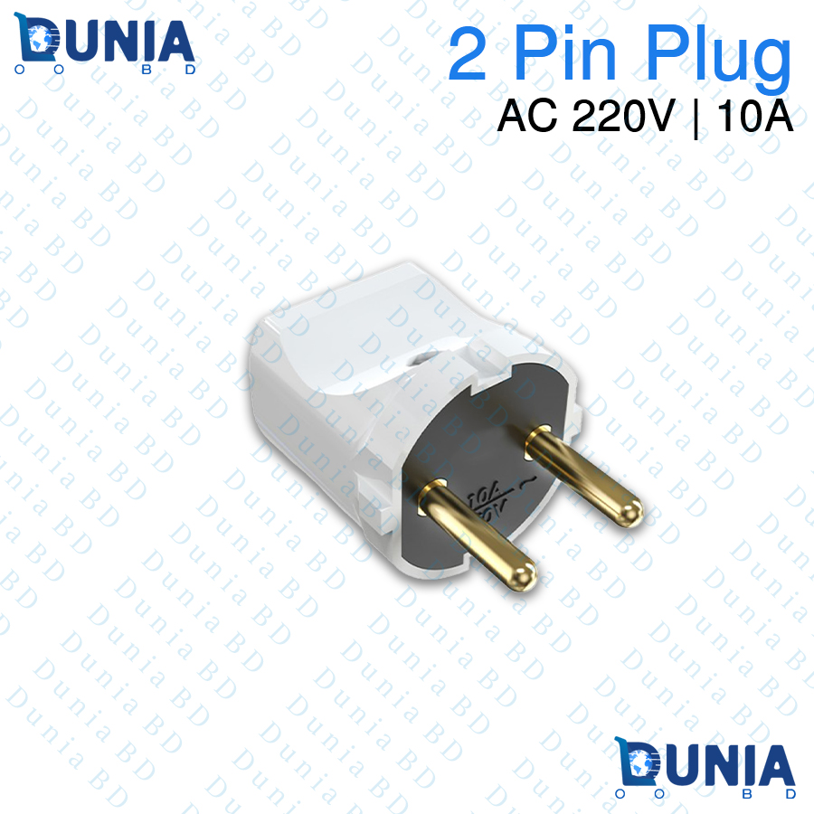 2 Pin Piano Plug AC 220V 10A Male Power Connector Electrical Plug