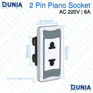 2 Pin Piano Socket AC 220V 6A 1 Gang Piano Box Mount Electrical Power Socket 55mm