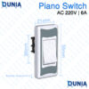 Piano Switch AC 220V 6A 1 Gang Wall Mount Electrical Light Switch 55mm