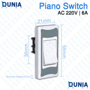 Piano Switch AC 220V 6A 1 Gang Wall Mount Electrical Light Switch 55mm
