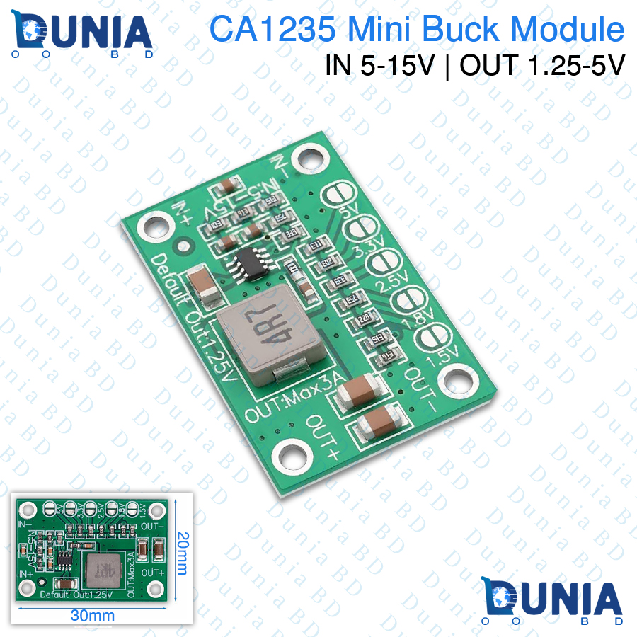 CA1235 3A Mini DC-DC Buck Converter 5-15V Input 1.25-5V Output Module