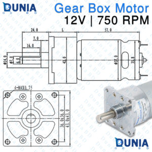 555 Gear Box Motor 12V 750RPM DC Geared Motor for Robotics and Automation Projects