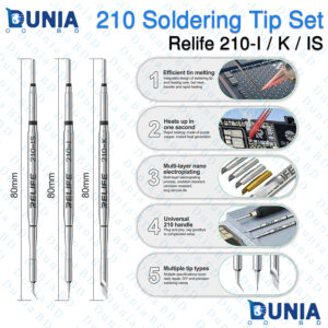 Relife 210 Soldering Iron Tip Set 3-in-1 I K IS 80mm Replacement Tips