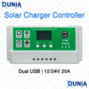 Solar Charger Controller Dual USB 12/24V 20A PWM with Dual USB Ports