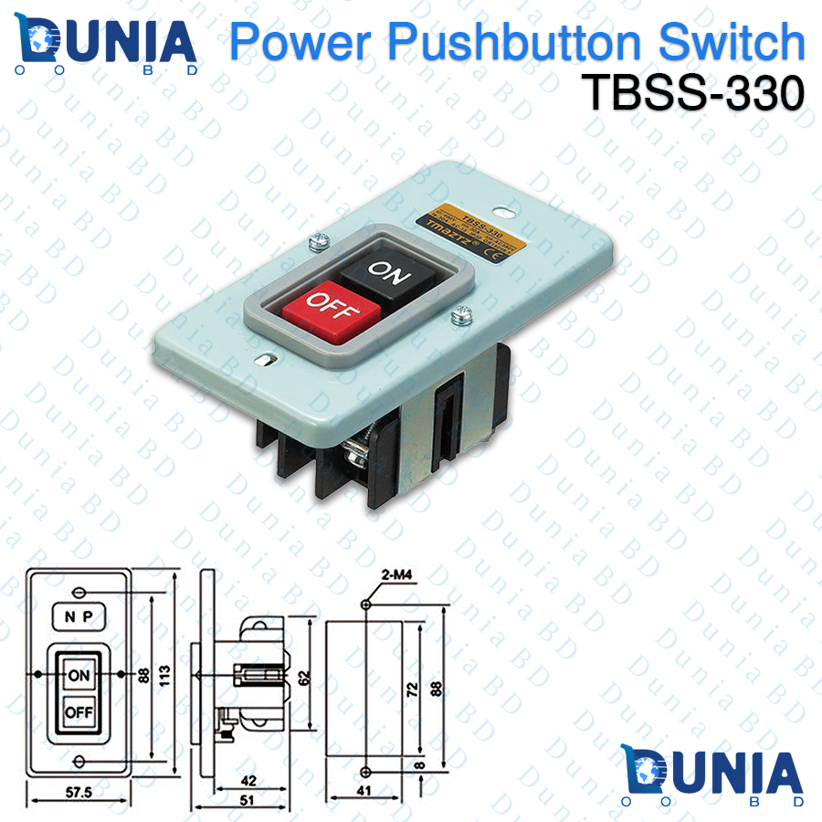 TBSS-330 3P 30A 3.7kW Power Pushbutton Switch Panel