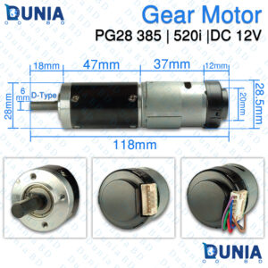 PG28 385 520i DC 12V Planetary Gear Motor with Encoder D-Type Shaft