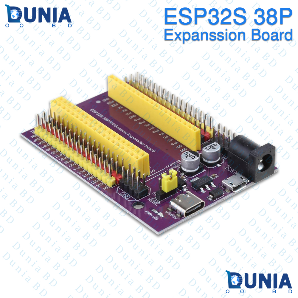 ESP32S 38P Expansion Board Dual Type-C Micro USB DC Jack Breakout