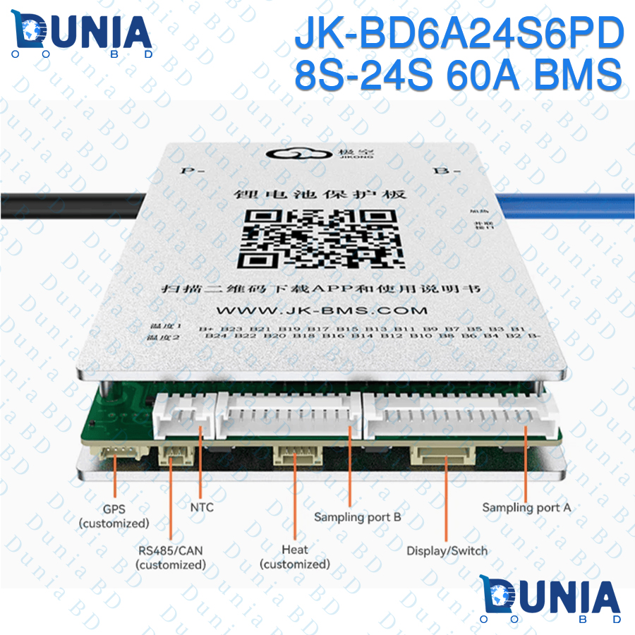 JK-BD6A24S6PD 8S-24S 60A Smart Active Balancer BMS with Bluetooth