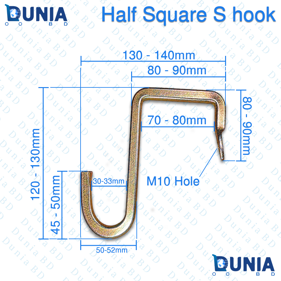 Half Square S Hook Heavy Duty Steel Metal Hanging Organizer