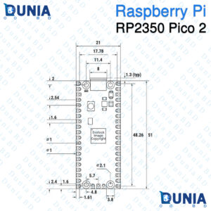 Raspberry Pi Pico 2 Microcontroller Board Powered by RP2350 Dual Architecture Chip