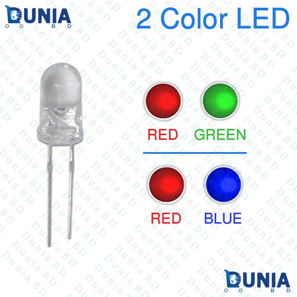 2 Color Dual LED 5mm Red Green and Red Blue Bi-Color Light Emitting Diode Pack