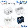 2 Pin Panel Mount AC Power Socket 2.5A 250V IEC320 C8 BK-019