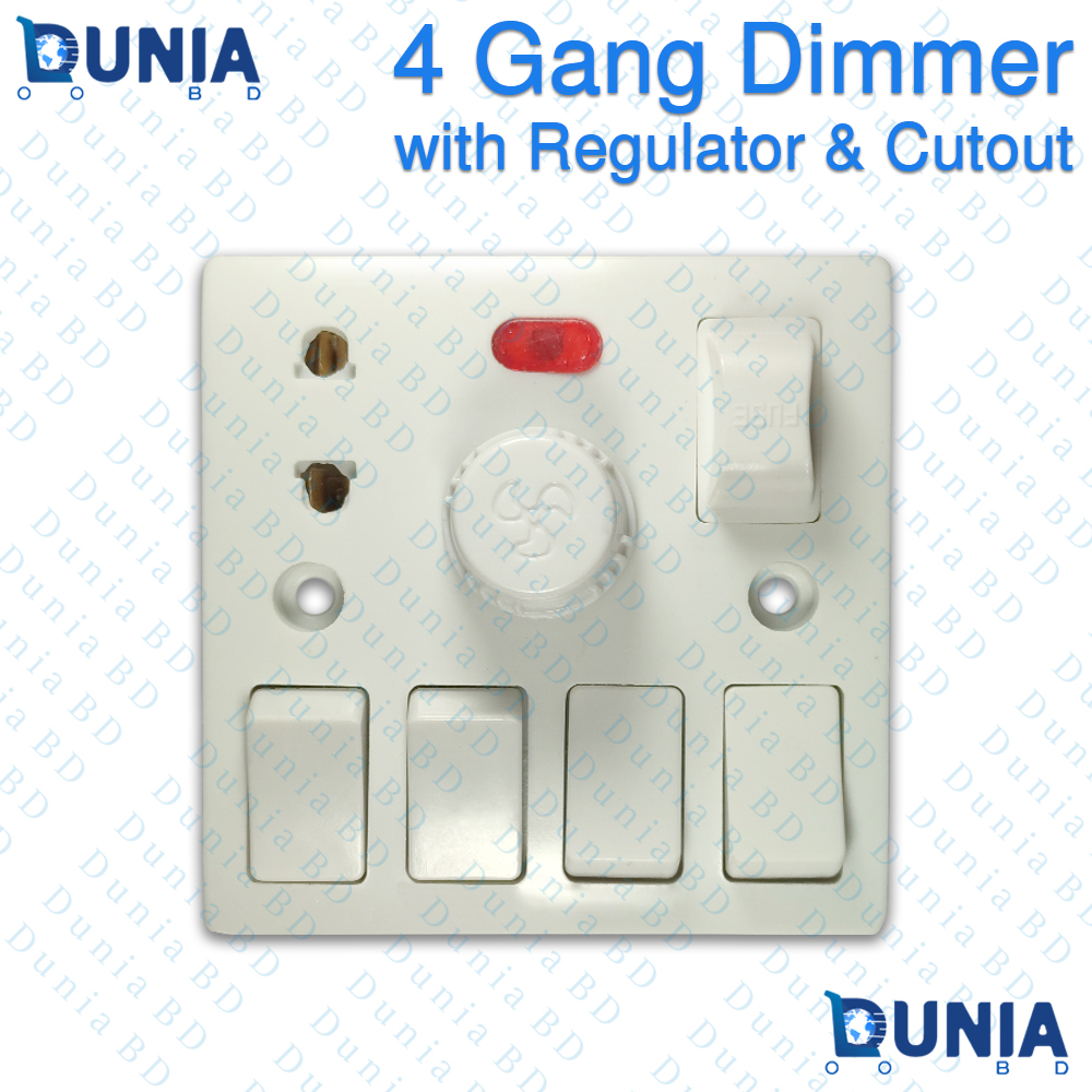 4 Gang Switch with Fan Regulator Cutout Indicator Switch Board