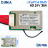 8S 24V 30A LiFePO4 BMS with Balancing for 3.2V Battery Pack HBJ-PT6334