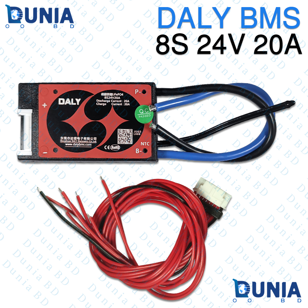 DALY 8S 24V 20A LiFePO4 BMS with Balancing Board for 3.2V Cell Pack