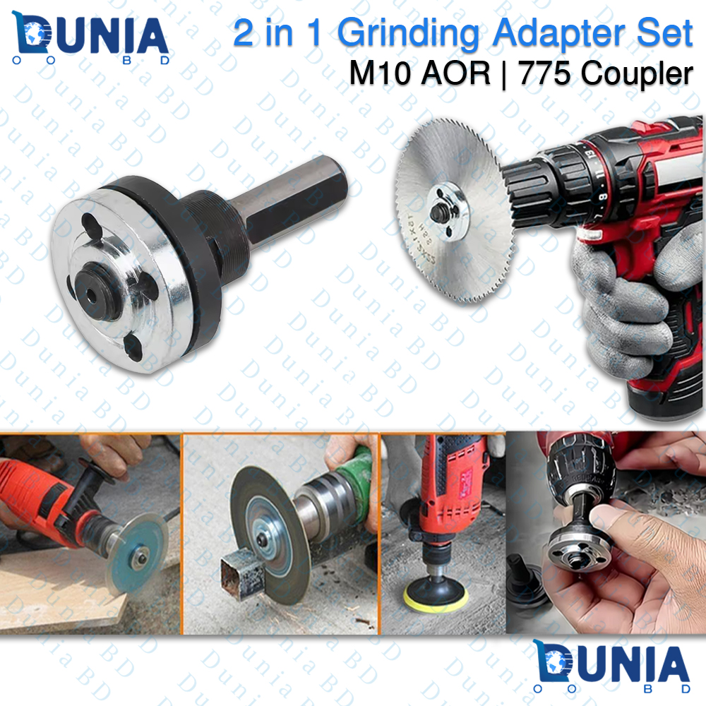 2 in 1 Grinding Adapter Set M10 AOR Arbor Mandrel & 775 Motor Coupler Kit