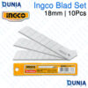 Ingco 18mm Snap-Off Knife Blade Set 10Pcs High Carbon Steel Cutter Blades