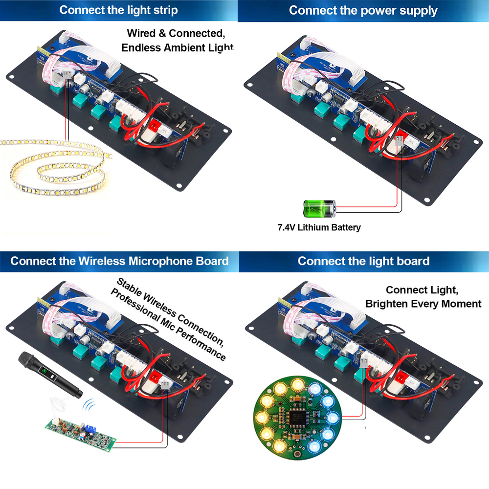 Audio Bluetooth Amplifier E-6 15-20W 7.4V 9V 12V Remote Control Module